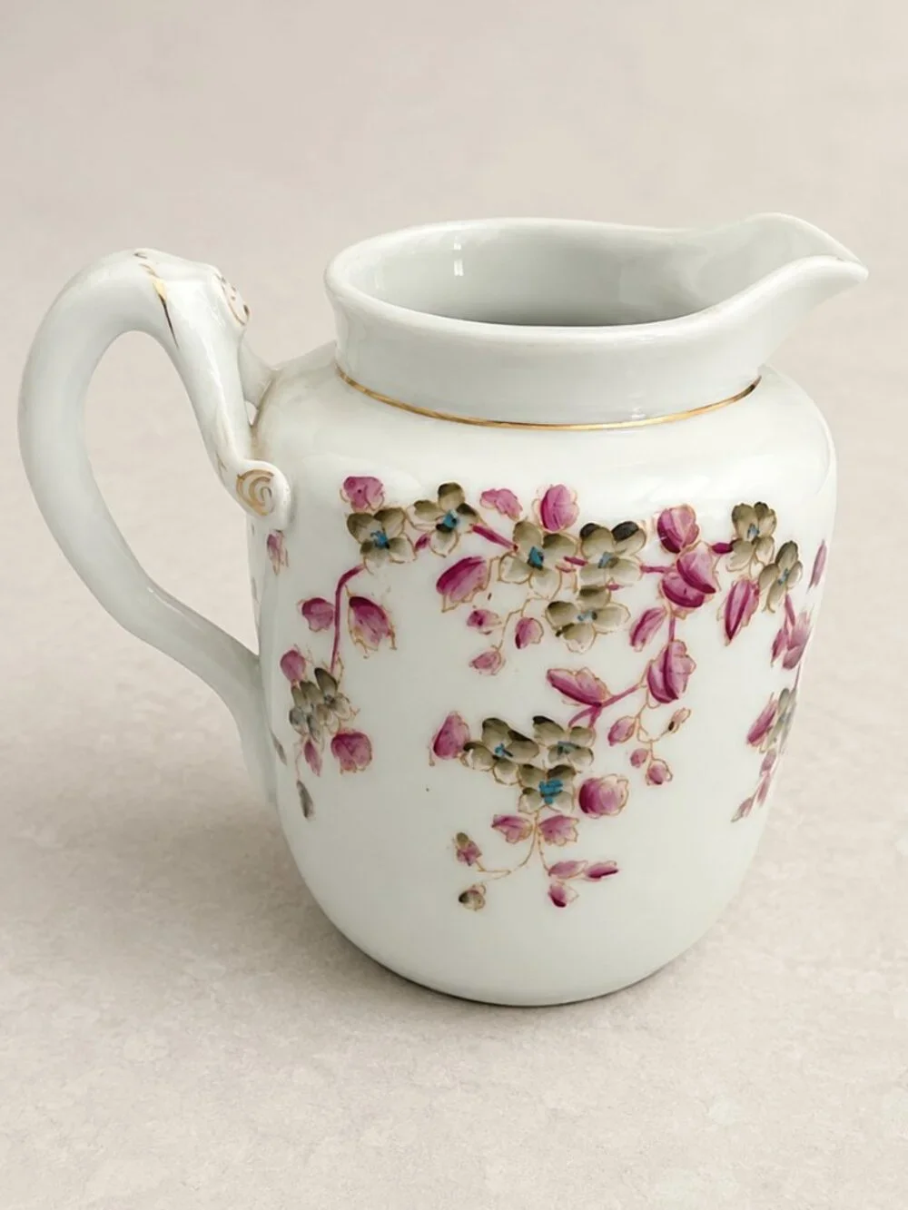 Vintage Porcelain Creamer Pitcher Floral Gold Trim Riga RPR 1974 European